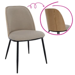 Jídelní židle, béžovohnědá/dřevo natural/černá, VUDIA