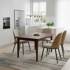 Jídelní židle, béžovohnědá/dřevo natural/černá, VUDIA