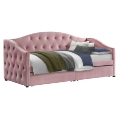 Postel s úložným prostorem, 90x200, růžová Velvet látka, ZASKA