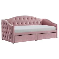 Postel s úložným prostorem, 90x200, růžová Velvet látka, ZASKA