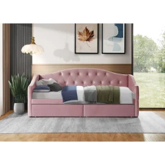 Postel s úložným prostorem, 90x200, růžová Velvet látka, ZASKA