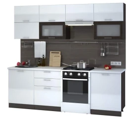 Kuchyně VALERIA 240 wenge/bílá lesk