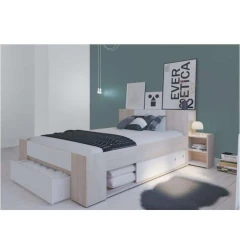 Záhlaví k posteli s 2 nočními stolky, dub sonoma / bílá, Sirius