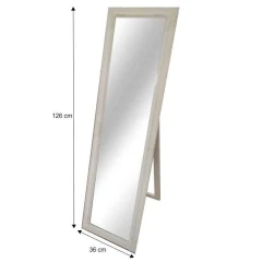 Zrcadlo, dřevěný rám smetanové barvy, MALKIA TYP 12