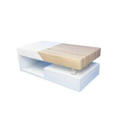 Konferenční stolek, bílý lesk / dub sonoma, MELIDA