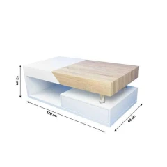 Konferenční stolek, bílý lesk / dub sonoma, MELIDA