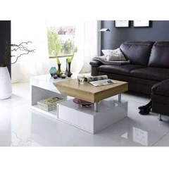 Konferenční stolek, bílý lesk / dub sonoma, MELIDA