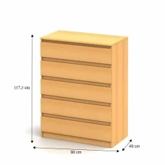 5 šuplíková komoda, buk, HANY 005