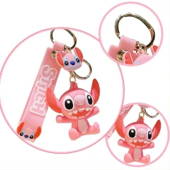 Dětská klíčenka Lilo a Stitch Angel růžová s poutkem a karabinou