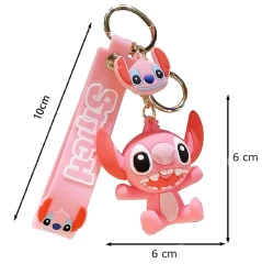 Dětská klíčenka Lilo a Stitch Angel růžová s poutkem a karabinou