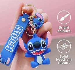 Dětská klíčenka Lilo a Stitch modrý s poutkem a karabinou