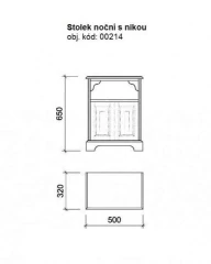 Dřevěný noční stolek s nikou 00214