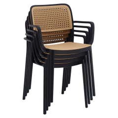Stohovatelná židle, černá/béžová, RAVID NEW TYP 2