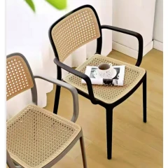 Stohovatelná židle, černá/béžová, RAVID NEW TYP 2