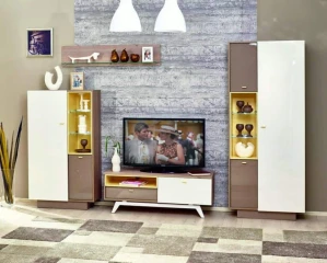 Obývací stěna Fusion - nelson/žlutý/moka/bílý expo lesk č.1