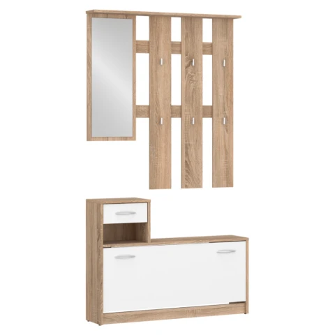 Předsíňová sestava VIRA-MECKI NEW - dub sonoma/bílá