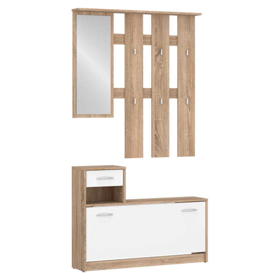 Předsíňová sestava VIRA-MECKI NEW - dub sonoma/bílá