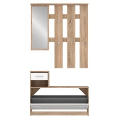 Předsíňová sestava, dub sonoma/bílá, VIRA-MECKI NEW