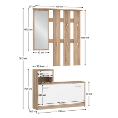Předsíňová sestava, dub sonoma/bílá, VIRA-MECKI NEW