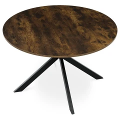 Stůl jídelní kulatý, 120x120x75,5 cm, MDF staré dřevo, černé kovové nohy