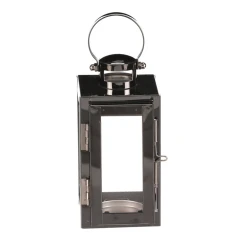 Lucerna mini - kov, čtyřhranná, lesklá šedá-antik