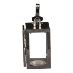 Lucerna mini - kov, čtyřhranná, lesklá šedá-antik