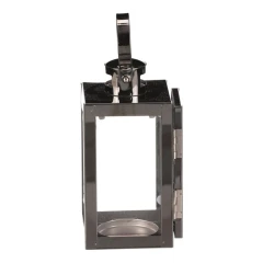 Lucerna mini - kov, čtyřhranná, lesklá šedá-antik