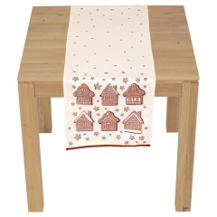 Běhoun - motiv s domky, 100 % polyester, 40 x 150 cm