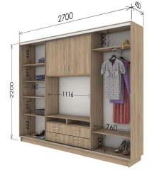 Šatní skříň/TV stěna UNIVERSAL 270 sonoma/CT-2