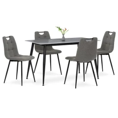 Jídelní set s 4 židlemi, 130x70x76cm, keramika, mramor, ASE-1001 GREY2