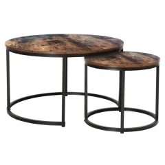 Konferenční stolky, set 2 ks, ořech/černá, CIRKO