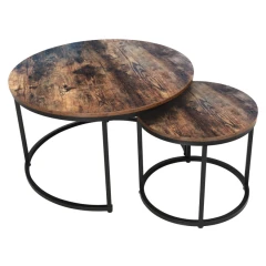 Konferenční stolky, set 2 ks, ořech/černá, CIRKO