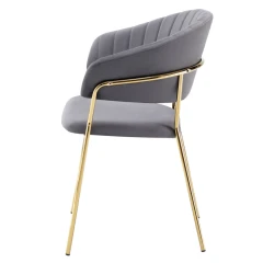 Designové jídelní křeslo, šedohnědá Velvet látka/gold chrom zlatý, DASMIN TYP 1
