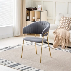 Designové jídelní křeslo, šedohnědá Velvet látka/gold chrom zlatý, DASMIN TYP 1