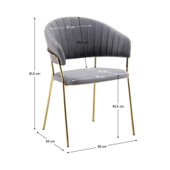 Designové jídelní křeslo, šedohnědá Velvet látka/gold chrom zlatý, DASMIN TYP 1