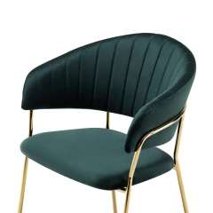 Designové jídelní křeslo, tmavě zelená Velvet látka/gold chrom zlatý, DASMIN TYP 1