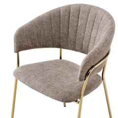 Designové jídelní křeslo, hnědá látka/gold chrom zlatý, DASMIN TYP 1