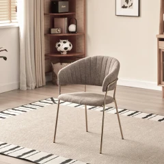 Designové jídelní křeslo, hnědá látka/gold chrom zlatý, DASMIN TYP 1