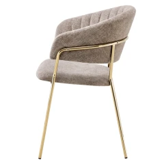 Designové jídelní křeslo, hnědá látka/gold chrom zlatý, DASMIN TYP 1