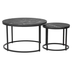 Konferenční stolky, set 2 ks, tmavě šedá/černá, CIRKO