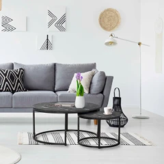 Konferenční stolky, set 2 ks, tmavě šedá/černá, CIRKO