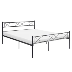 Kovová postel s roštem, 160x200, černá, STELVIA