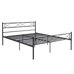 Kovová postel s roštem, 180x200, černá, STELVIA