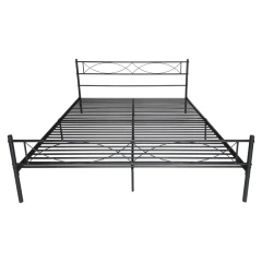 Kovová postel s roštem, 180x200, černá, STELVIA