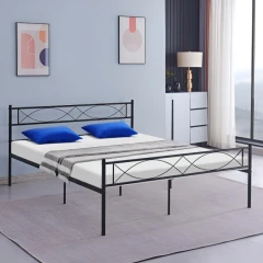 Kovová postel s roštem, 180x200, černá, STELVIA