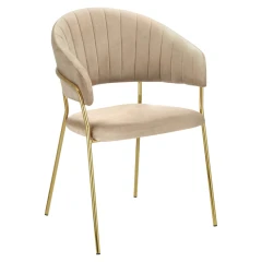 Designové jídelní křeslo, béžová Velvet látka/gold chrom zlatý, DASMIN NEW TYP 1