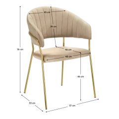 Designové jídelní křeslo, béžová Velvet látka/gold chrom zlatý, DASMIN NEW TYP 1