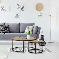 Konferenční stolky, set 2 ks, dub/černá, CIRKO