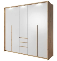 Ložnice XELO kraft/bílá (skříň 230 LED, postel 160, komoda 93)