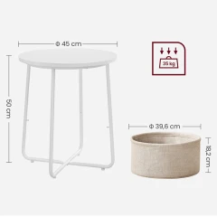 Odkládací stolek 45x45x50cm, mdf, bílá, AKF-E1023 WT